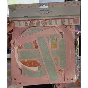 It’s a Girl Baby Shower Banner 7ft – Safari Jungle Theme Pink Mint Party Décor